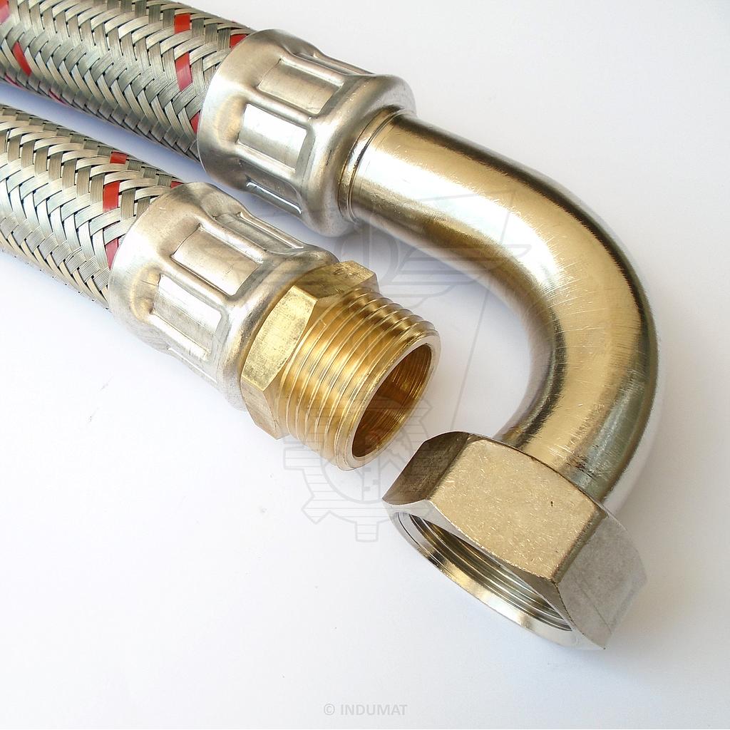 Flexible EPDM hose with braided galvanized steel DN25 M4/4" x F4/4" 90° - 406025C90