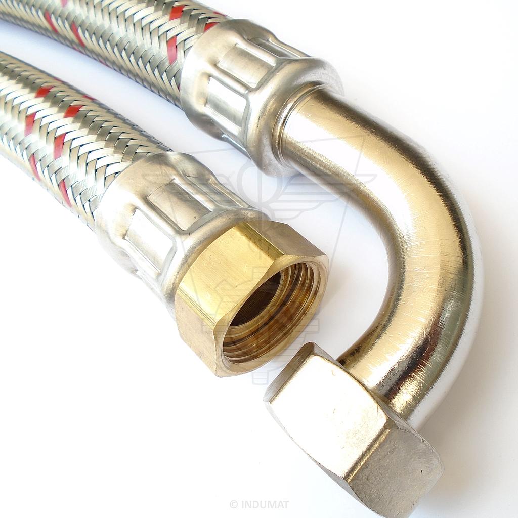 Tuyau flexible en EPDM avec tresse en acier galvanisé DN25 F4/4" x F4/4" 90° - 4060251C90
