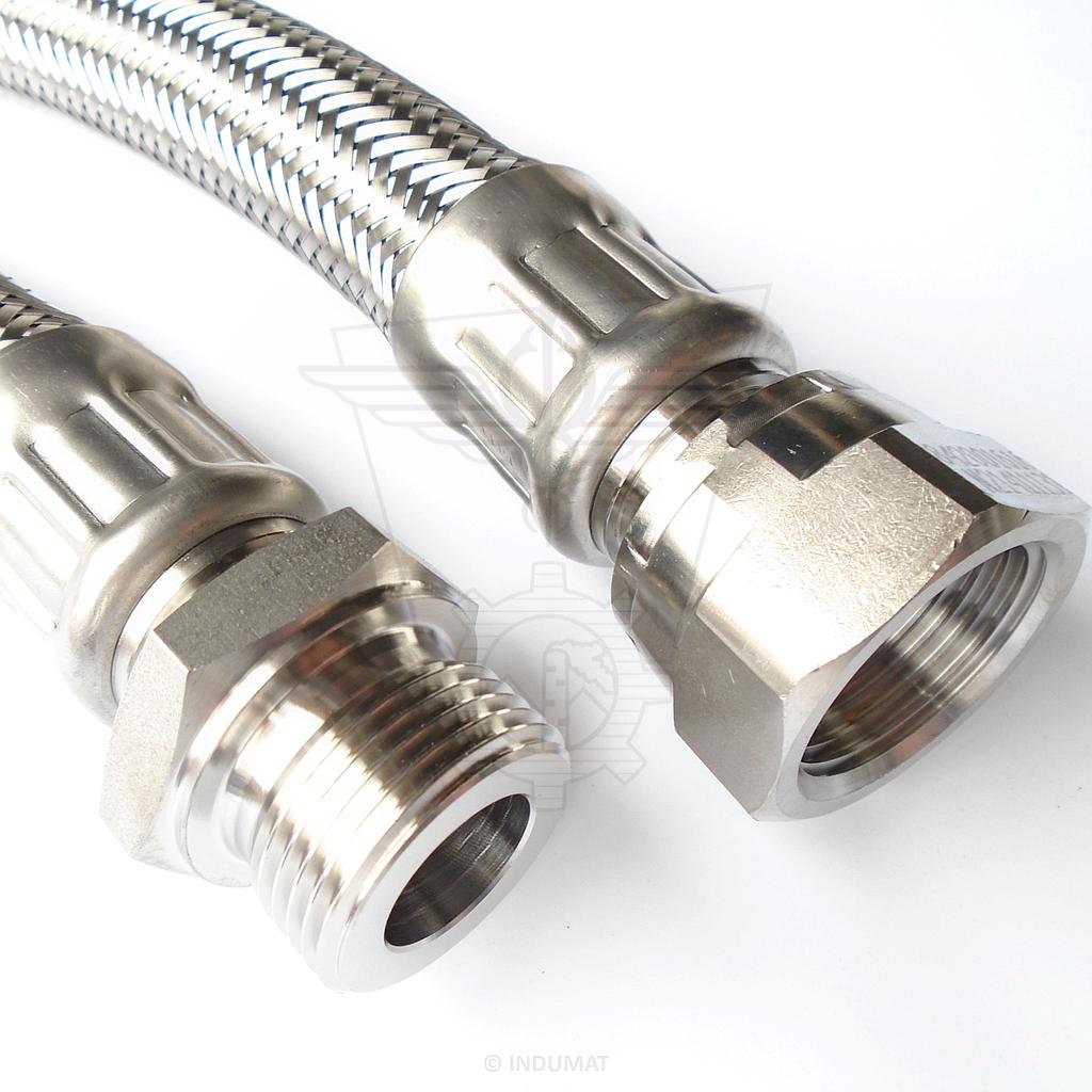 EPDM flexibele slang met roestvast stalen vlecht DN25 M4/4" (AISI316L) x F4/4" (AISI316L) en roestvast stalen krimpbussen (AISI304) - 418025IN