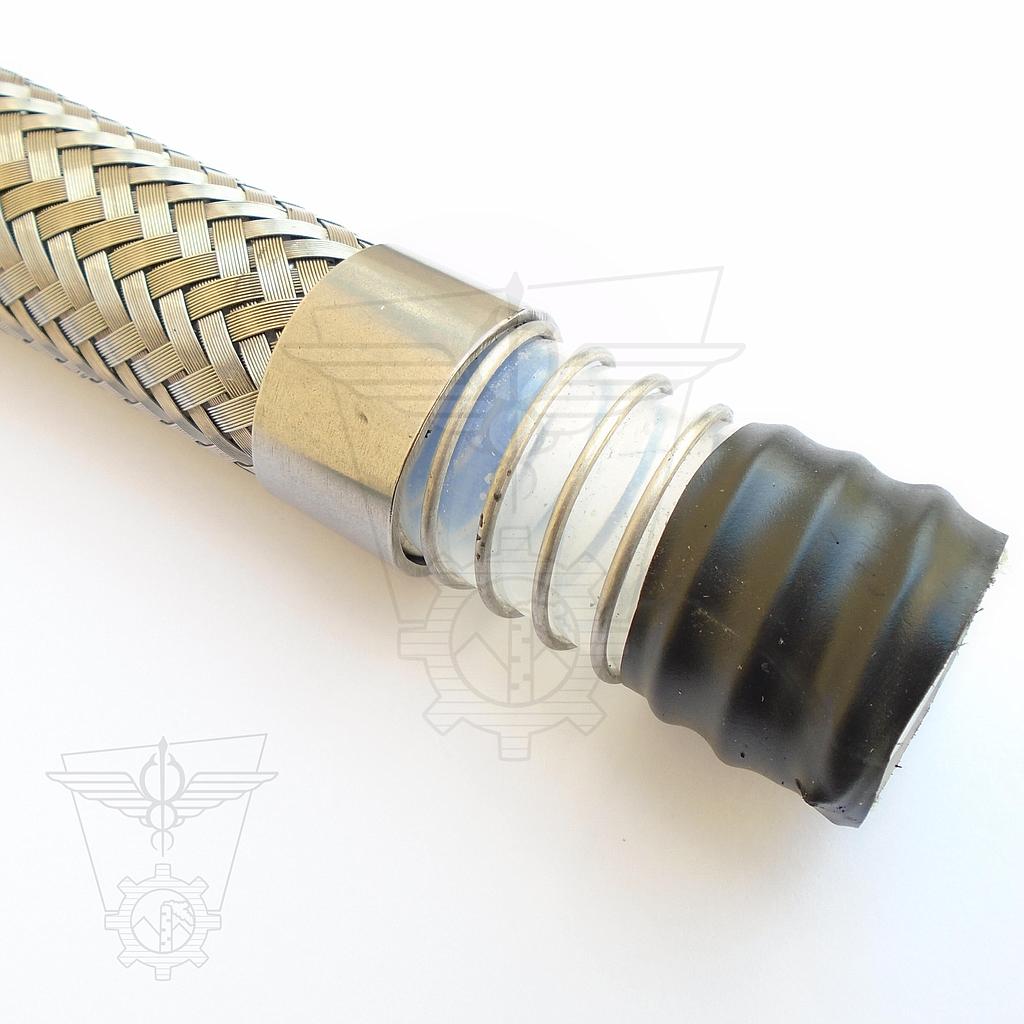 Flexible PTFE lisse - Renforce d'une spirale - Tresse en acier inoxydable - 250-WBSSW