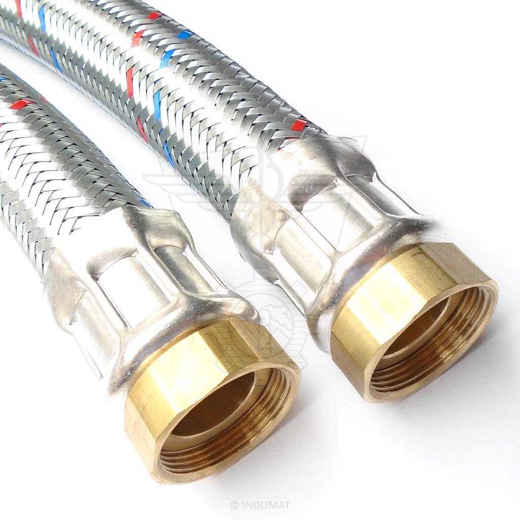 EPDM hose with braided galvanized steel DN32 F5/4" x F5/4" with brass couplings - 4060321B