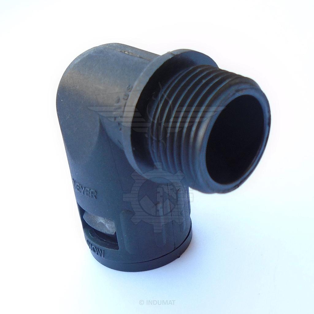 Plastic connector for cable protection hoses COR-FITTING E90-M IP66 (BLACK) - 104244-00