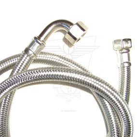EPDM flexible hose with stainless steel braid and brass couplings DN13 F x F 90° swivel nut - 418013133C