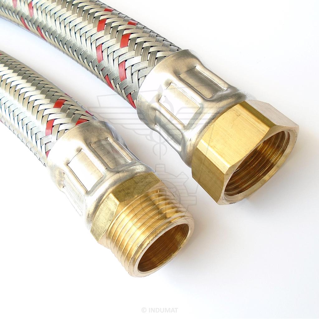 Tuyau flexible en EPDM avec tresse en acier galvanisé et raccords en laiton DN20 M3/4" x F3/4" - 406020