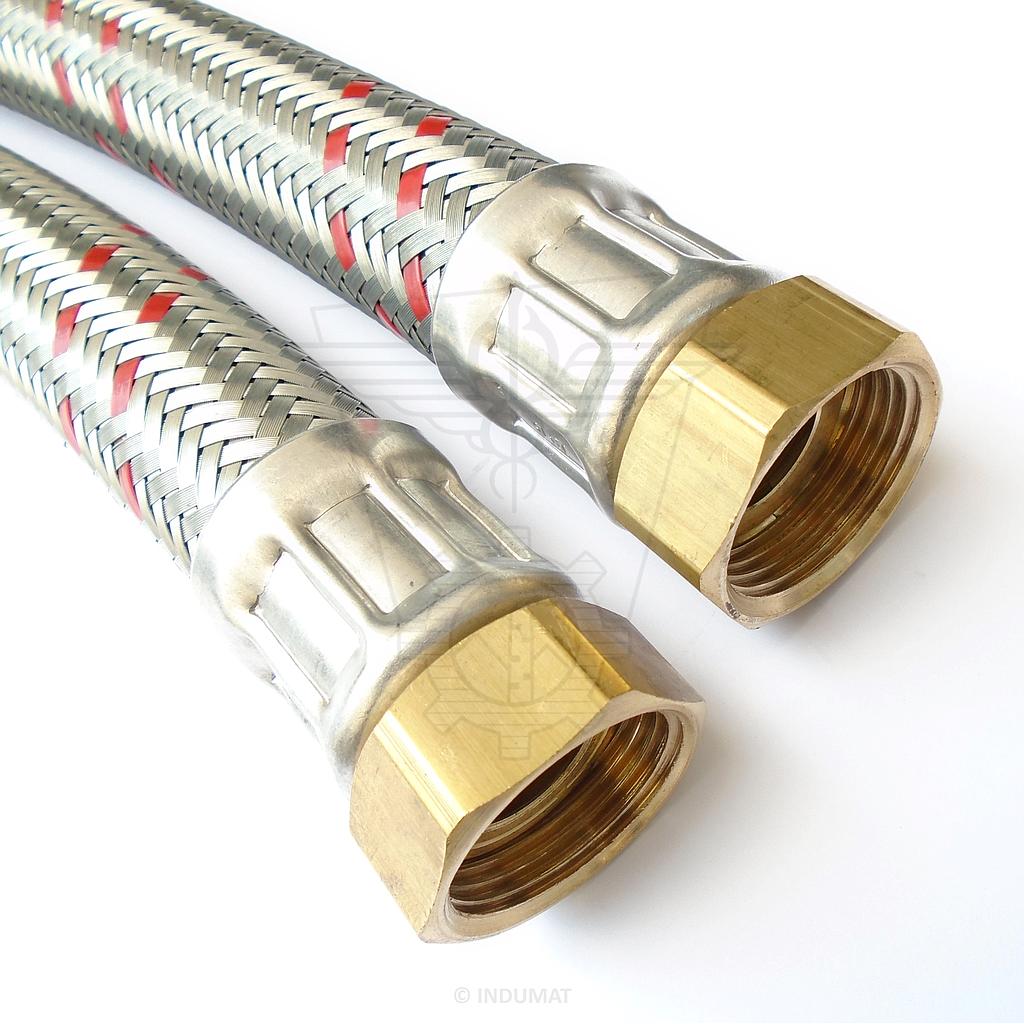 Tubo flessibile in EPDM con treccia in acciaio zincato e raccordi in ottone DN20 F3/4" x F3/4" - 4060201