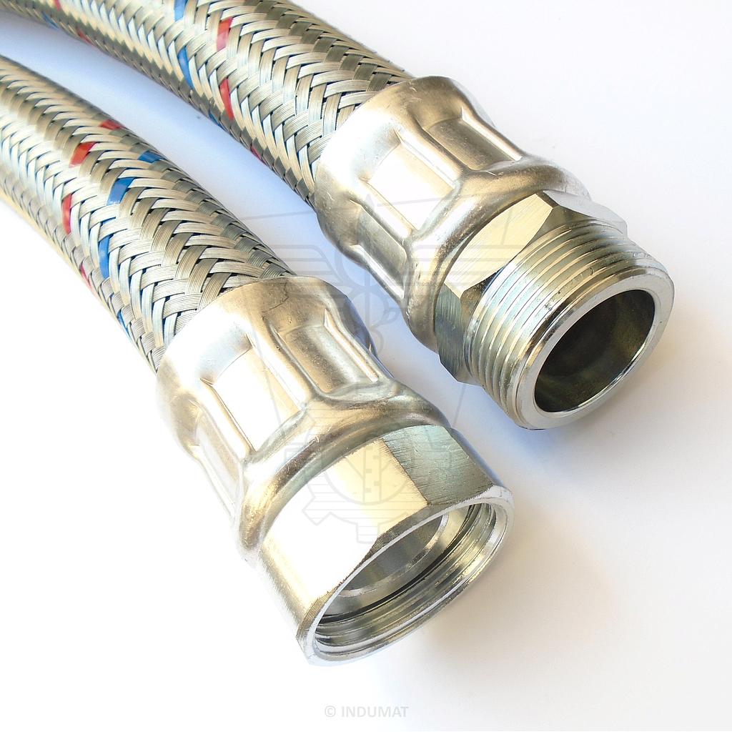 Tubo in EPDM con treccia in acciaio zincato e raccordi in acciaio zincato DN32 M5/4" x F5/4" - 406032S
