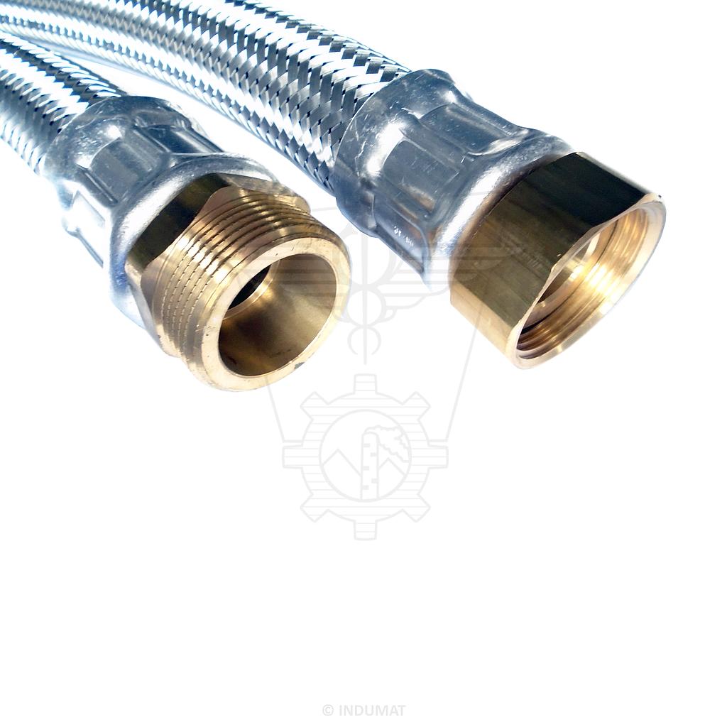 Tubo per impianti idraulici e riscaldamento in gomma EPDM con treccia in acciaio inox DN25 M4/4" x F4/4" - 418025