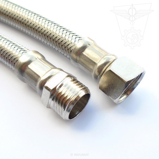 Heating and plumbing hose in EPDM rubber with stainless steel braid DN50 M2" x F2"  - 418050