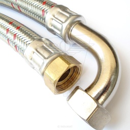 [406025...1C90] Flexible EPDM hose with braided galvanized steel DN25 F4/4" x F4/4" 90° - 4060251C90