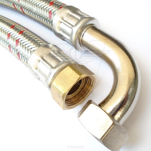 [406025...1C90] Tuyau flexible en EPDM avec tresse en acier galvanisé DN25 F4/4" x F4/4" 90° - 4060251C90