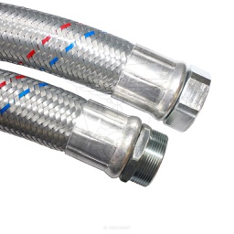 Tubo flessibile in EPDM con treccia in acciaio zincato e raccordi in acciaio zincato DN40 M6/4" x F6/4" - 406040S