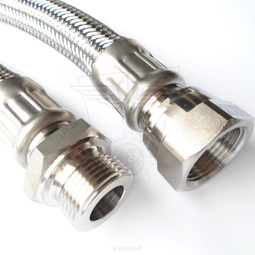 [418025...IN] EPDM flexible hose with stainless steel braid DN25 M4/4" (AISI316L) x F4/4" (AISI316L) and stainless steel crimping bushes (AISI304) - 418025IN