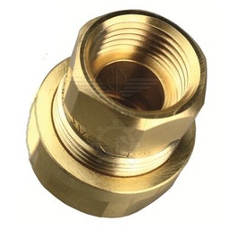 Female brass push-in coupling for stainless steel ribbed pipes DN16 Saniflex® Inox without loose parts and metal seal - 376016FV